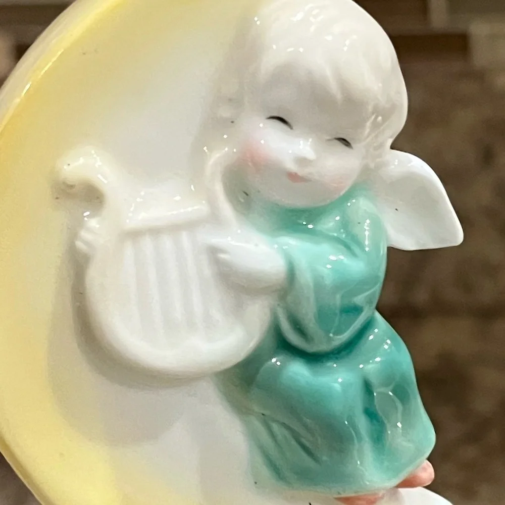 Vintage 1986 Angel sitting in Moon Christmas Ornament